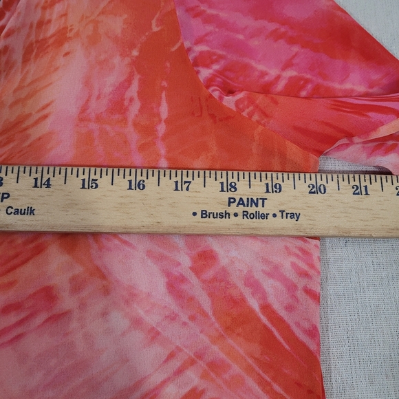 Chicos 1 Womens Size Medium Pink Beaded Tie Dye Tunic Lightweight Sheer Boho - Picture 13 of 15